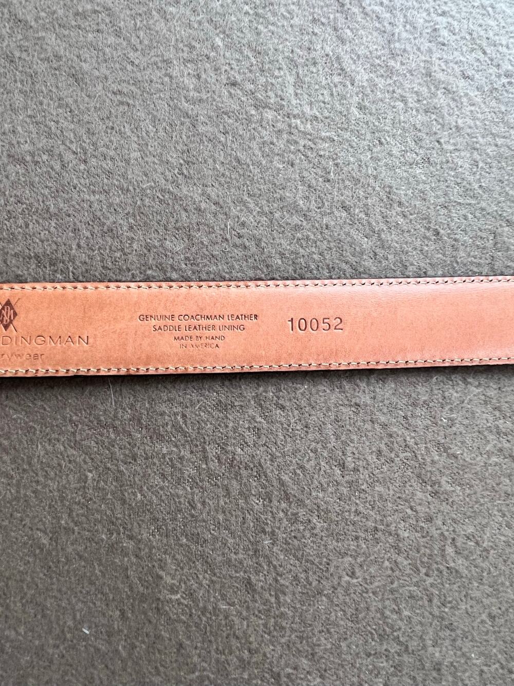 Martin Dingman Coachman Handcrafted In USA Walnut Leather Dress Belt Size 38